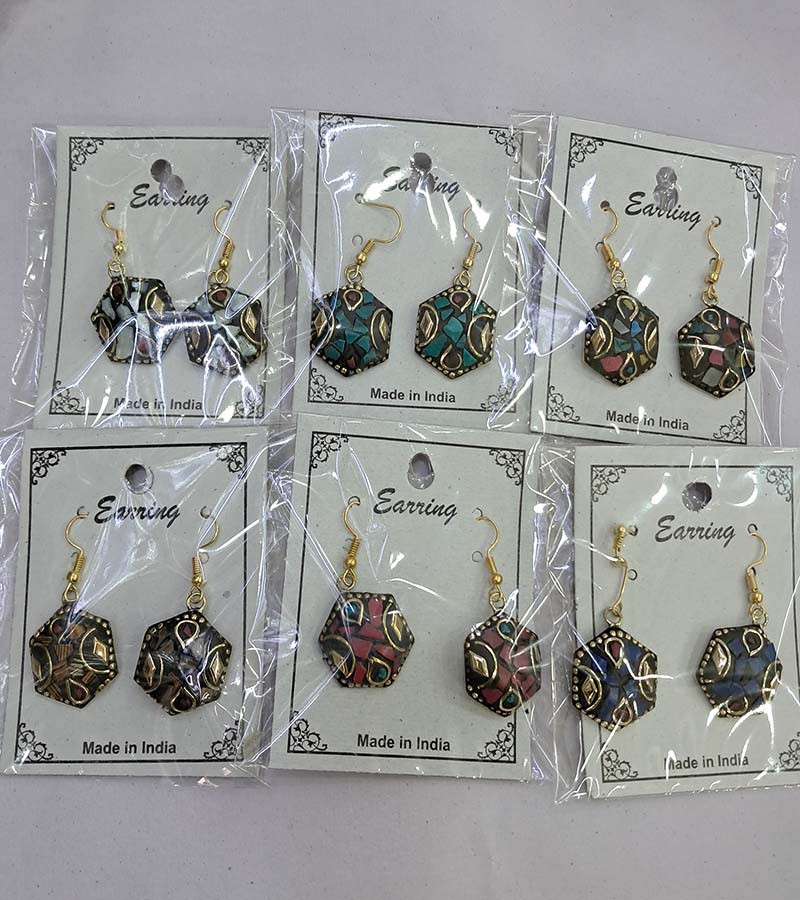 Mosai Beads Work Boho Brass Earrings GC-RG-493