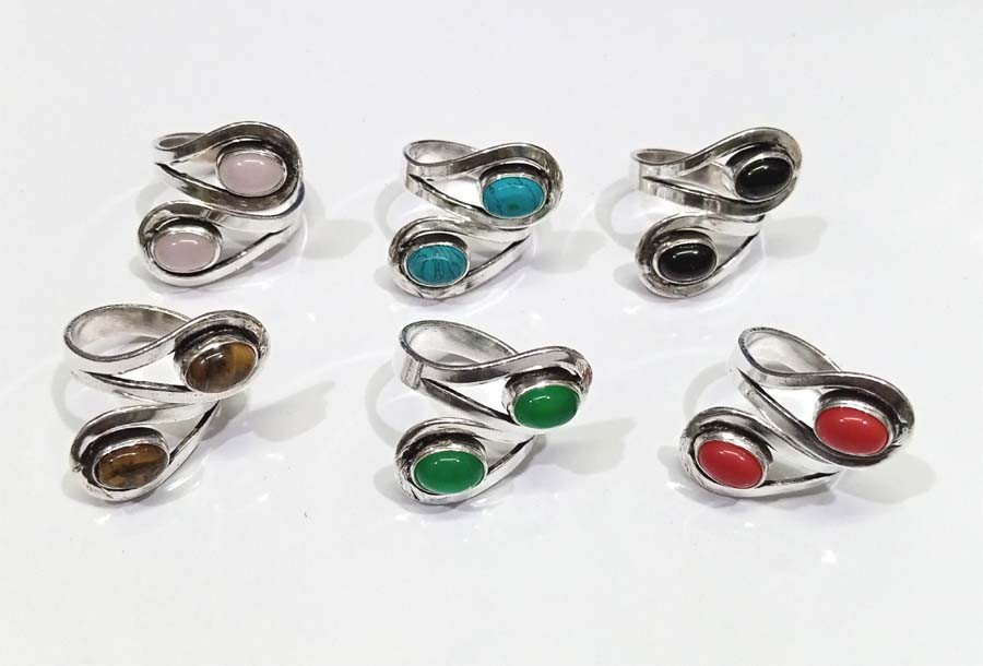 Stone Beads Boho Brass Rings GC-RG-171-A