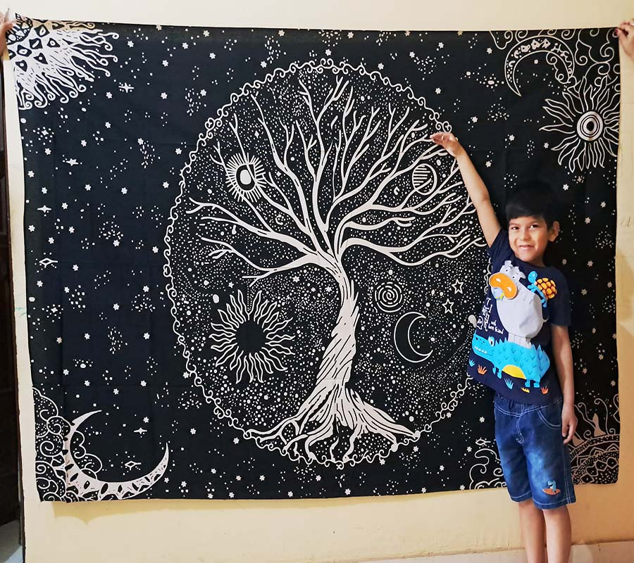 Cotton Print Black-White Fashion Wall Hanging Tapestries Cotton Fabric BedSheet Single (135x210cm) Size for Home Decoration GC-TP-331