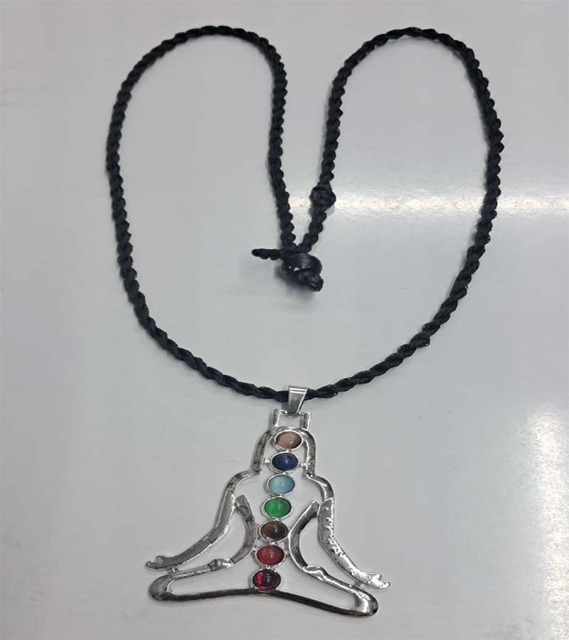 Mix Color Stone Beads Metal Pendent Necklaces With Cords GC-NK-587