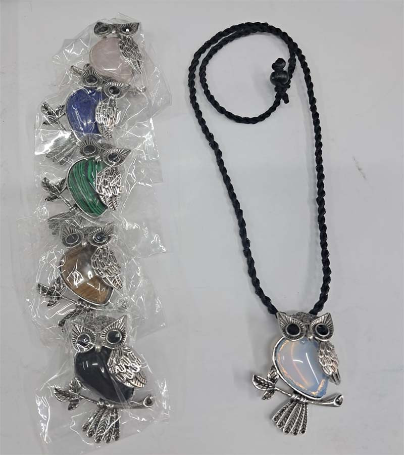 Mix Color Stone Beads Metal Pendent Necklaces With Cords GC-NK-589