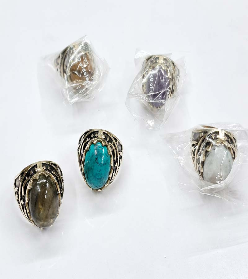 Natural Stone Beads GS Metal Rings  GC-RG-309
