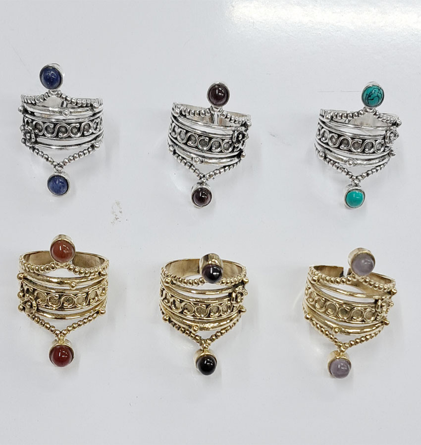 Stone Beads GS Metal Ring GC-RG-294 Adjustable Size Women Fashion Jewelry