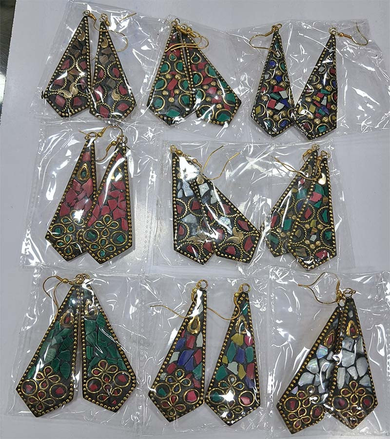 Mosaic Beads Work Brass Earrings GC-ER-519