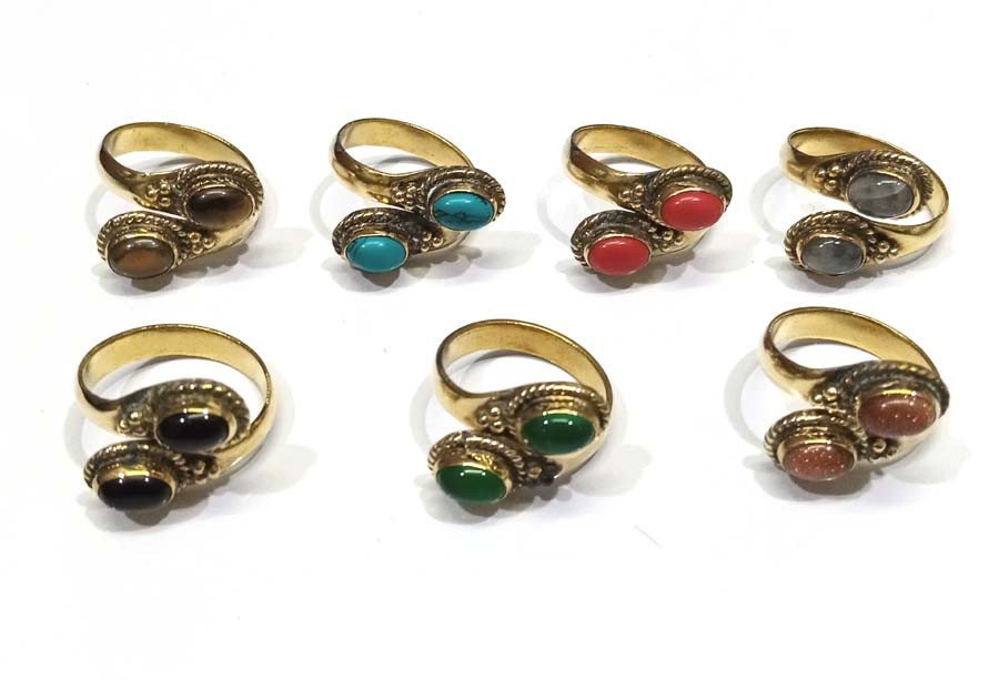 Stone Beads Boho Brass Rings GC-RG-170-B