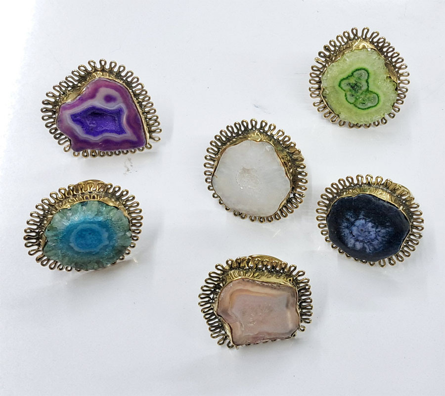 Stone Beads GS Metal Ring GC-RG-302 Adjustable Size Women Fashion Jewelry