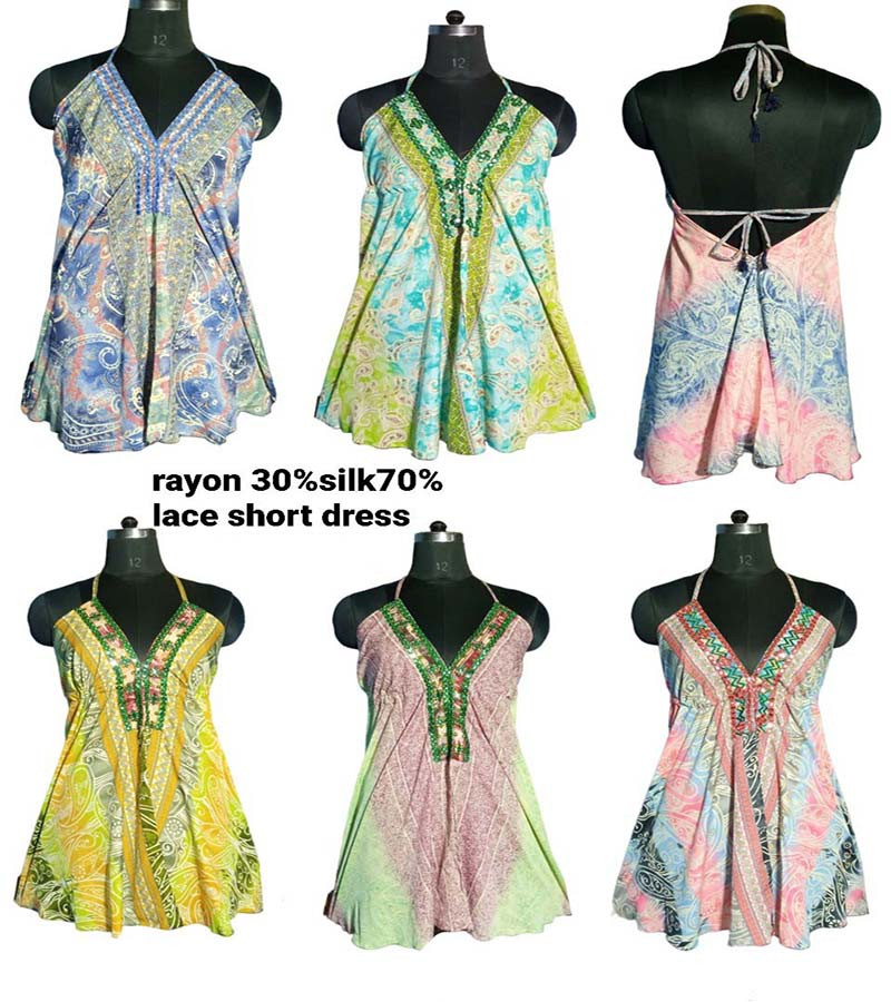 70%Silk  30%Rayon Short Dress GC-AP-1543