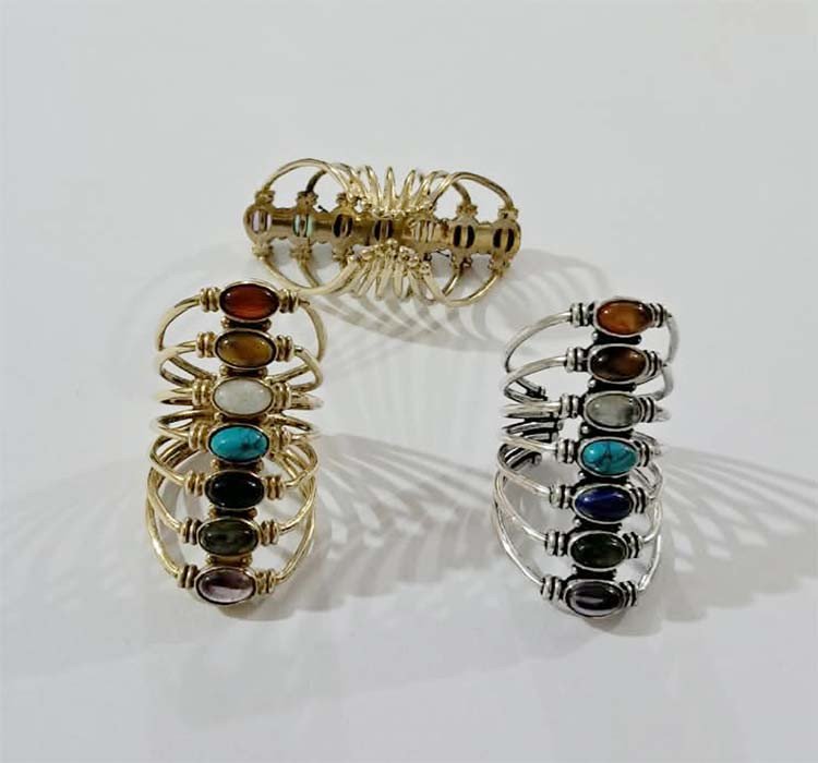 7 Stone Beads Boho Brass Rings GC-RG-374