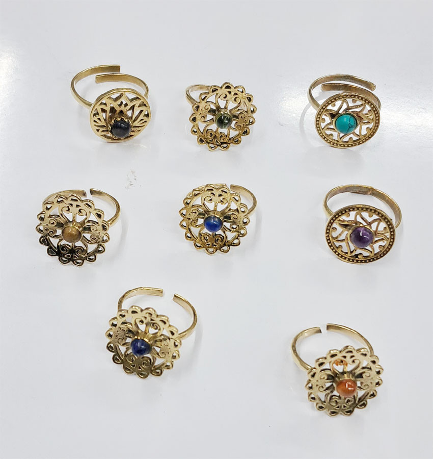 Stone Beads GS Metal Ring GC-RG-295 Adjustable Size Women Fashion Jewelry