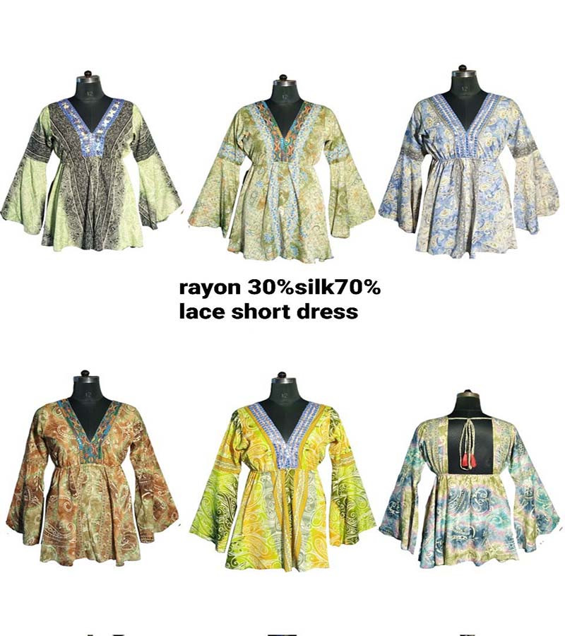70%Silk  30%Rayon Short Dress GC-AP-1542