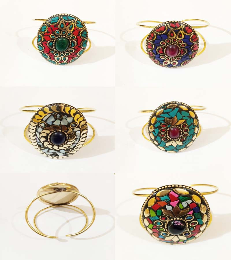Mosaic Brass Cuff-link Bangles GC-BL-107