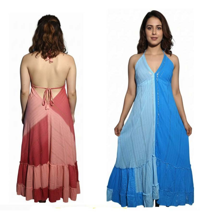 Rayon Lurex Long Frill Dress GC-AP-1647