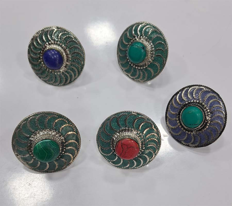 Tibetan Beads Boho Brass Rings GC-RG-352