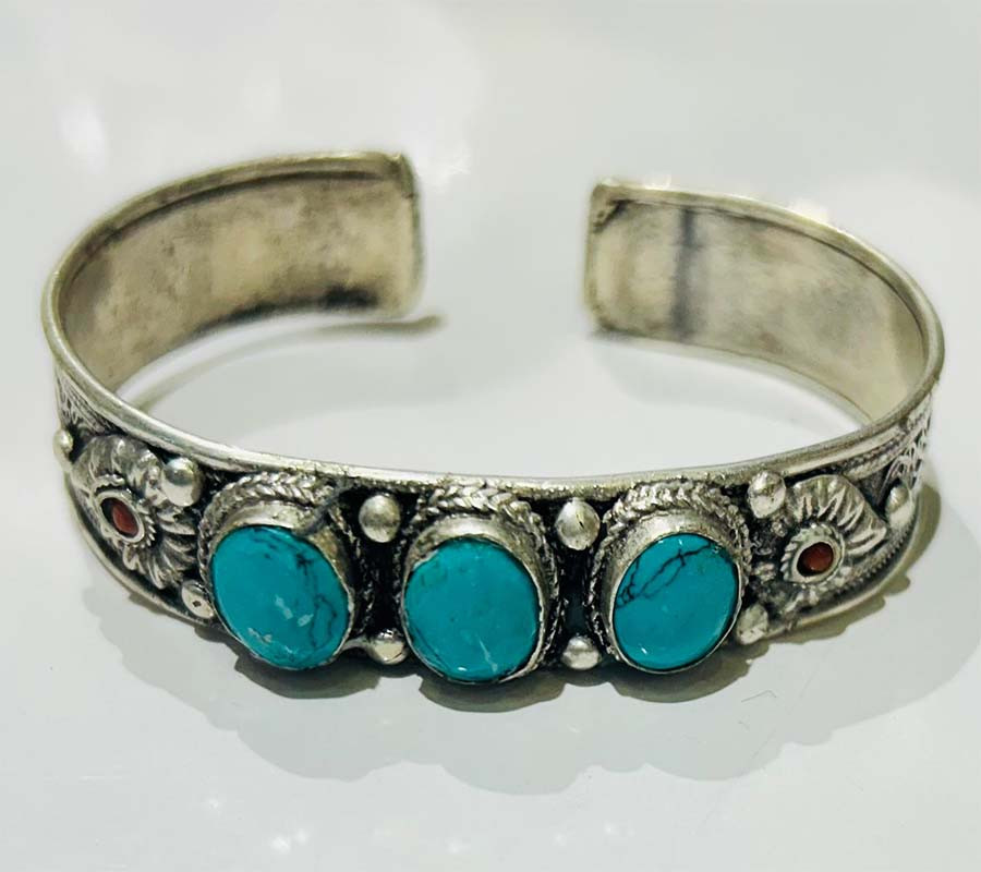 Tibetan Work White  Metal Bangles GC- BL-416