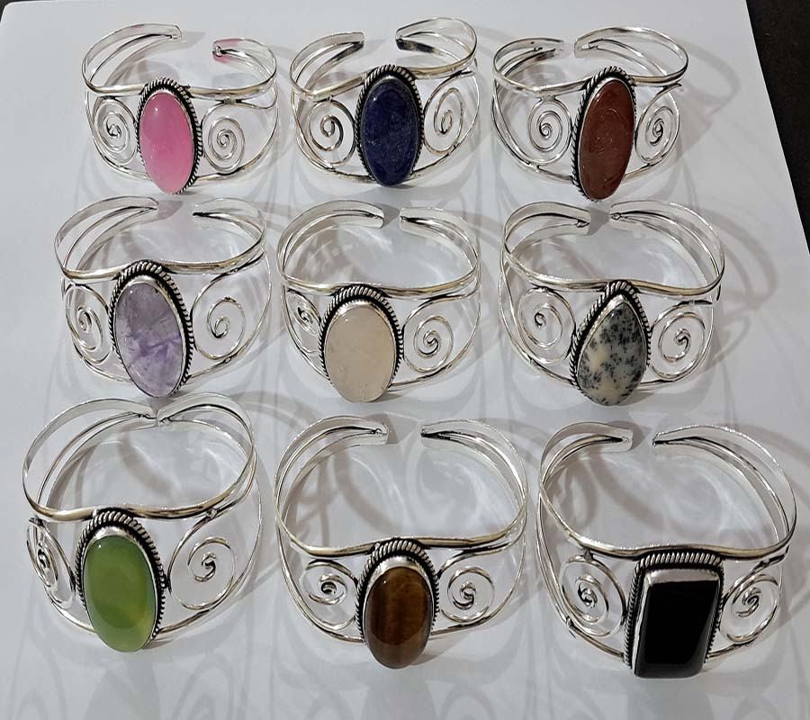 Stone Beads Brass Bangles GC-BL-445