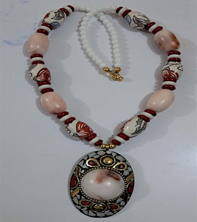 Mosaic Pendent Resin  Beads Necklaces GC-NK-566
