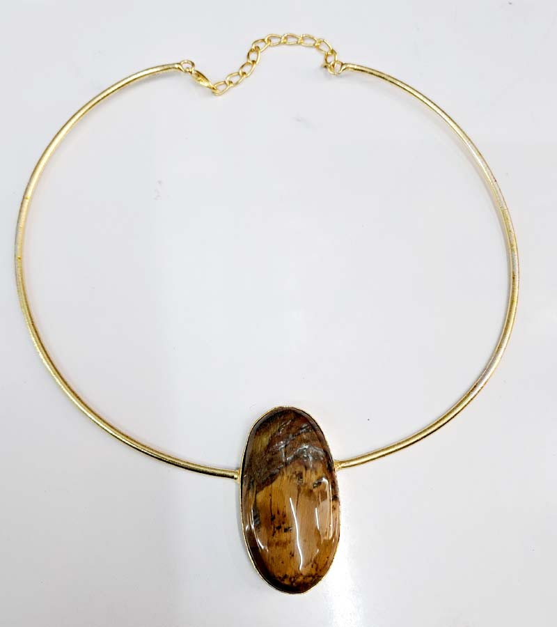 Natural Stone Beads Pendent Choker Necklaces GC-NK-448