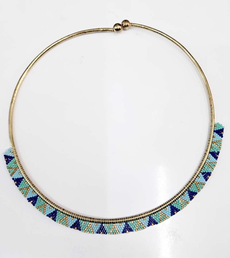Seed Beads Work Metal Choker Necklaces GC-NK-447